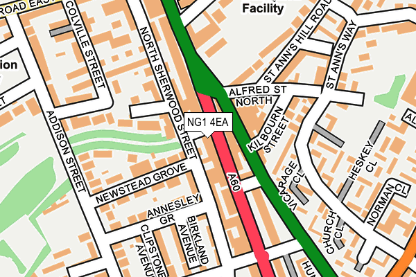 NG1 4EA map - OS OpenMap – Local (Ordnance Survey)