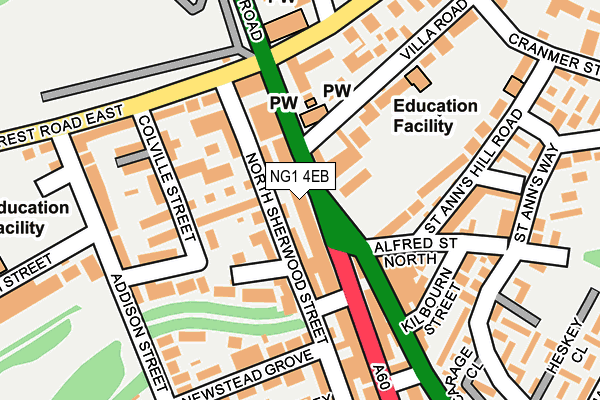 NG1 4EB map - OS OpenMap – Local (Ordnance Survey)