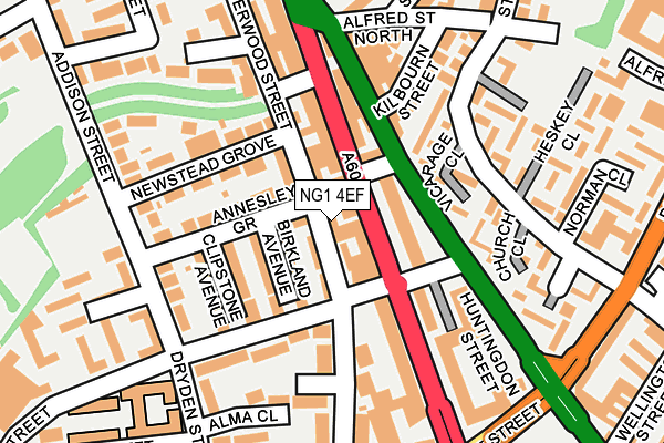 NG1 4EF map - OS OpenMap – Local (Ordnance Survey)