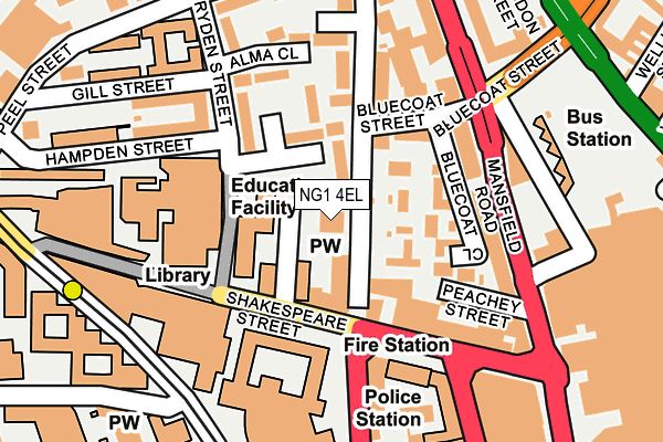 NG1 4EL map - OS OpenMap – Local (Ordnance Survey)