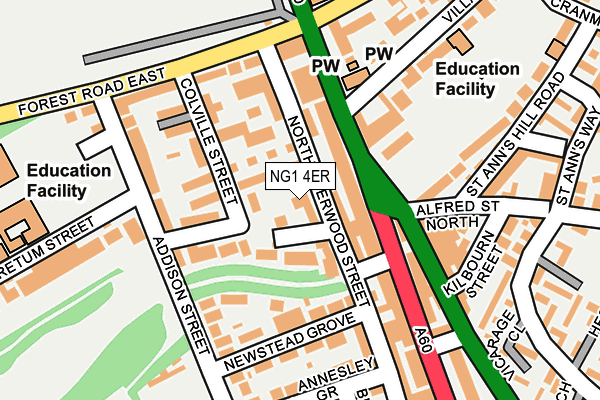 NG1 4ER map - OS OpenMap – Local (Ordnance Survey)