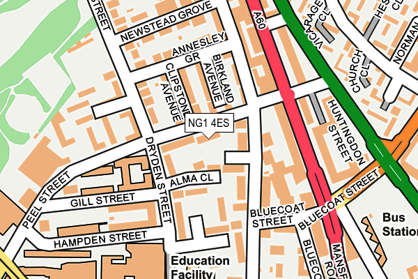 NG1 4ES map - OS OpenMap – Local (Ordnance Survey)