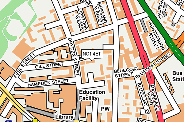 NG1 4ET map - OS OpenMap – Local (Ordnance Survey)