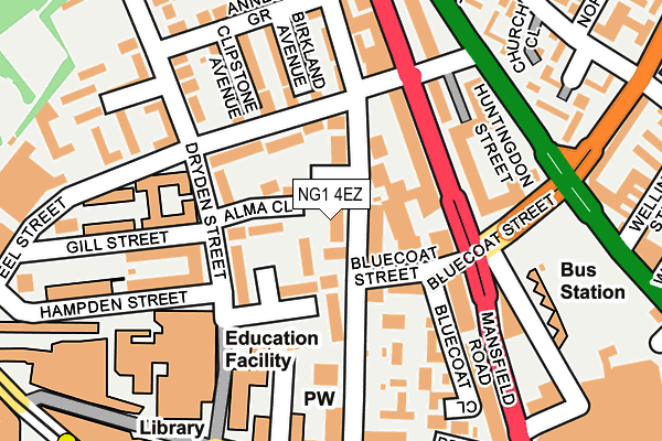 NG1 4EZ map - OS OpenMap – Local (Ordnance Survey)