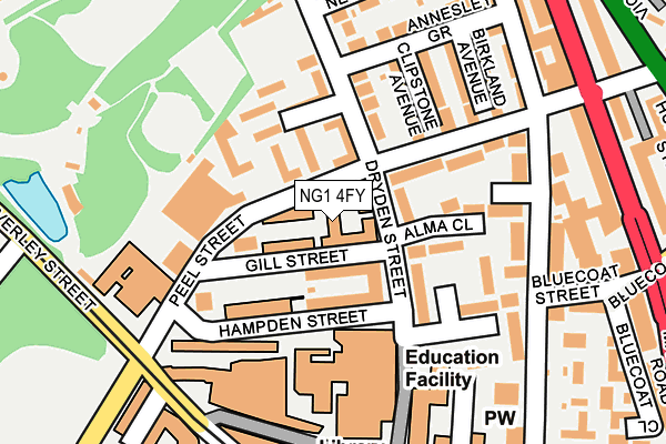 NG1 4FY map - OS OpenMap – Local (Ordnance Survey)