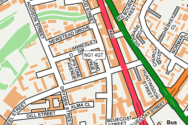 NG1 4GT map - OS OpenMap – Local (Ordnance Survey)