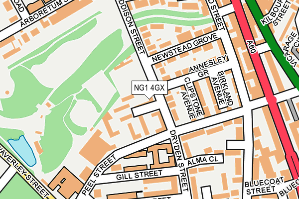 NG1 4GX map - OS OpenMap – Local (Ordnance Survey)