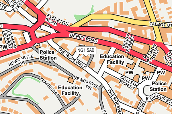 NG1 5AB map - OS OpenMap – Local (Ordnance Survey)