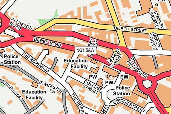 NG1 5AW map - OS OpenMap – Local (Ordnance Survey)
