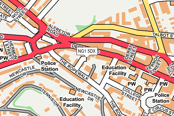 NG1 5DX map - OS OpenMap – Local (Ordnance Survey)