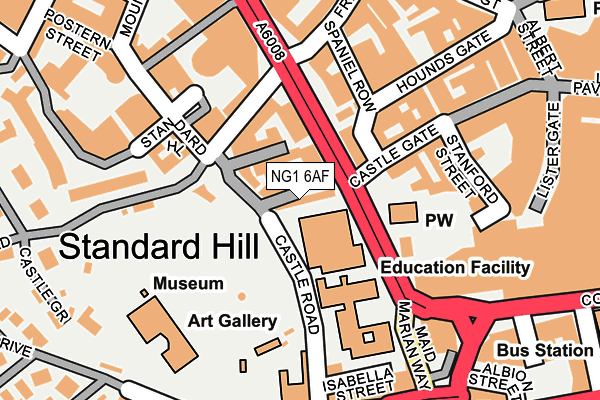 NG1 6AF map - OS OpenMap – Local (Ordnance Survey)