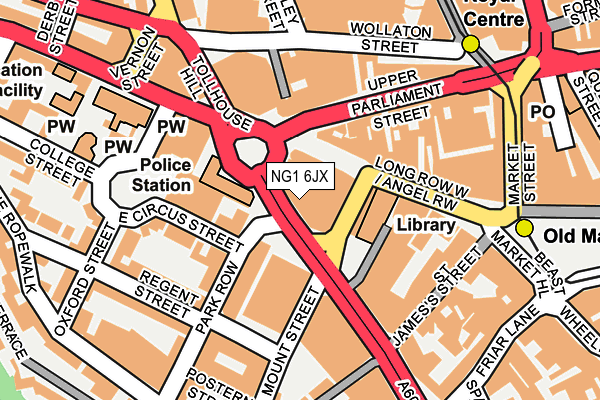 NG1 6JX map - OS OpenMap – Local (Ordnance Survey)