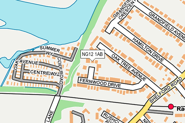 NG12 1AB map - OS OpenMap – Local (Ordnance Survey)