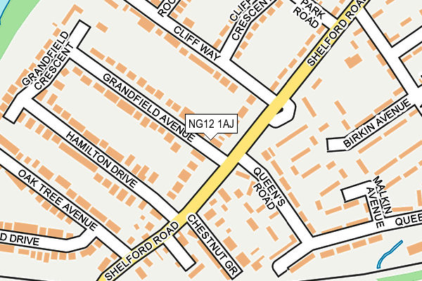 NG12 1AJ map - OS OpenMap – Local (Ordnance Survey)