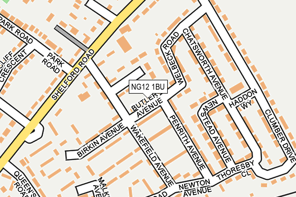 NG12 1BU map - OS OpenMap – Local (Ordnance Survey)