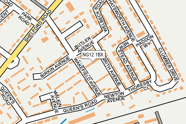 NG12 1BX map - OS OpenMap – Local (Ordnance Survey)