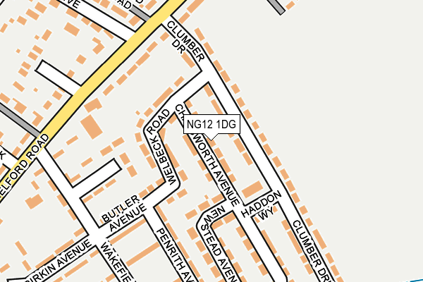 NG12 1DG map - OS OpenMap – Local (Ordnance Survey)