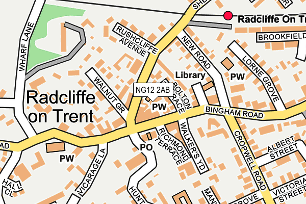 NG12 2AB map - OS OpenMap – Local (Ordnance Survey)