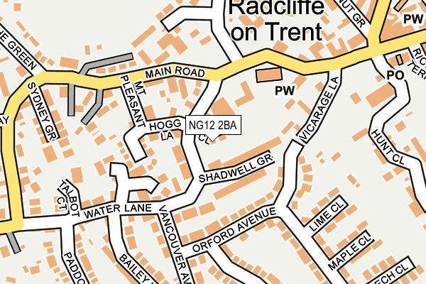 NG12 2BA map - OS OpenMap – Local (Ordnance Survey)