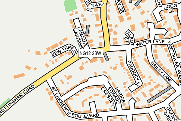 NG12 2BW map - OS OpenMap – Local (Ordnance Survey)