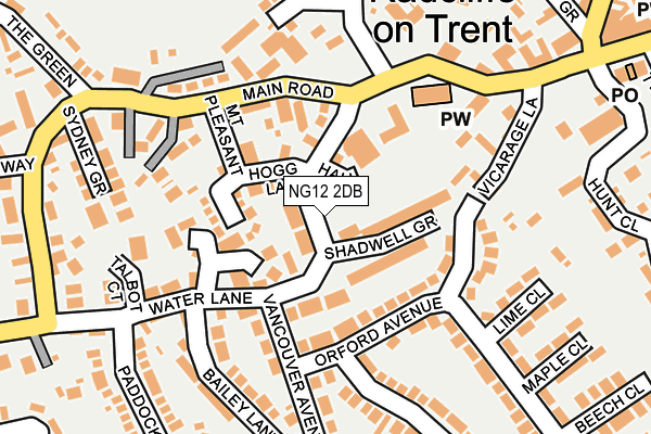 NG12 2DB map - OS OpenMap – Local (Ordnance Survey)