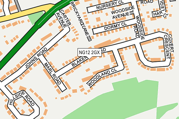 NG12 2GX map - OS OpenMap – Local (Ordnance Survey)
