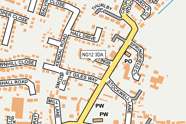 NG12 3DA map - OS OpenMap – Local (Ordnance Survey)