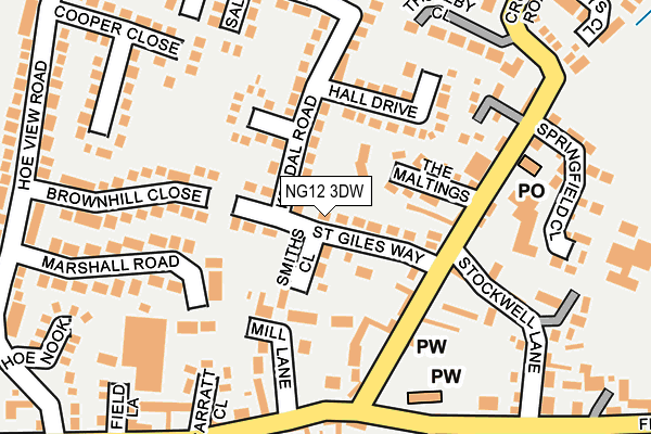 NG12 3DW map - OS OpenMap – Local (Ordnance Survey)