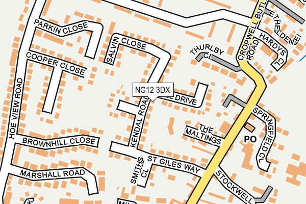 NG12 3DX map - OS OpenMap – Local (Ordnance Survey)