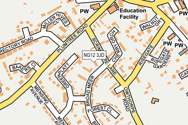 NG12 3JD map - OS OpenMap – Local (Ordnance Survey)