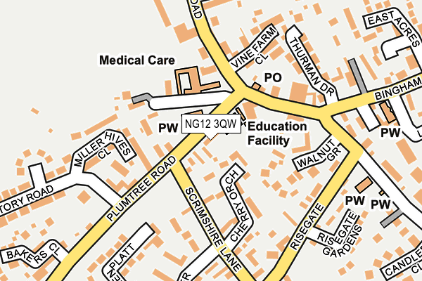 NG12 3QW map - OS OpenMap – Local (Ordnance Survey)