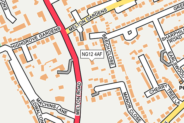 NG12 4AF map - OS OpenMap – Local (Ordnance Survey)