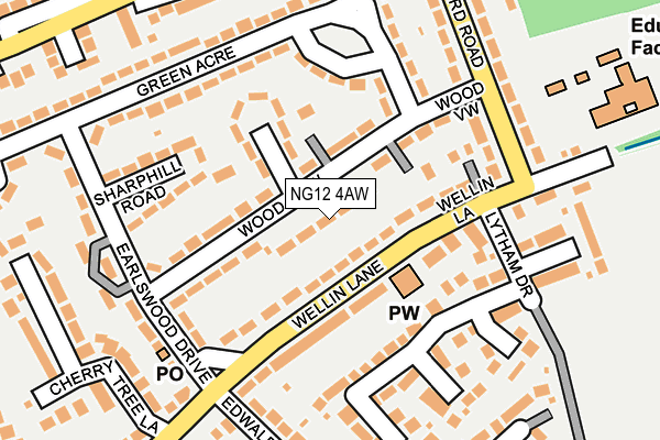 NG12 4AW map - OS OpenMap – Local (Ordnance Survey)