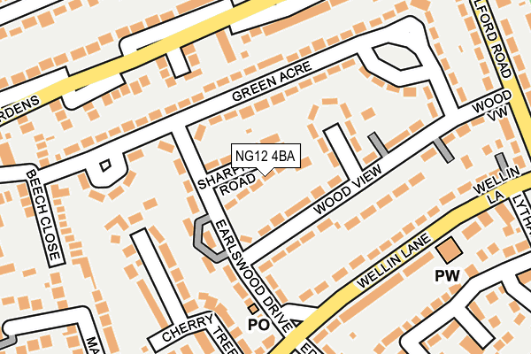 NG12 4BA map - OS OpenMap – Local (Ordnance Survey)