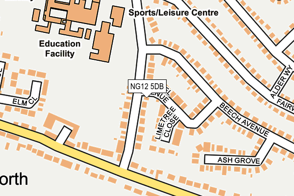 NG12 5DB map - OS OpenMap – Local (Ordnance Survey)