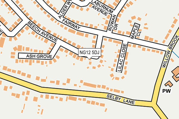 NG12 5DJ map - OS OpenMap – Local (Ordnance Survey)