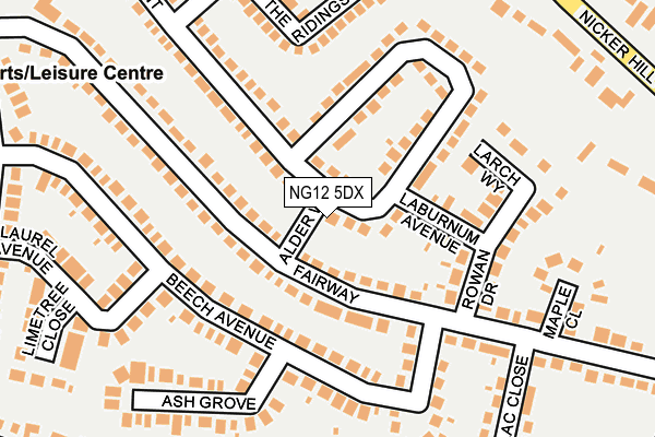 NG12 5DX map - OS OpenMap – Local (Ordnance Survey)