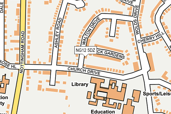 NG12 5DZ map - OS OpenMap – Local (Ordnance Survey)