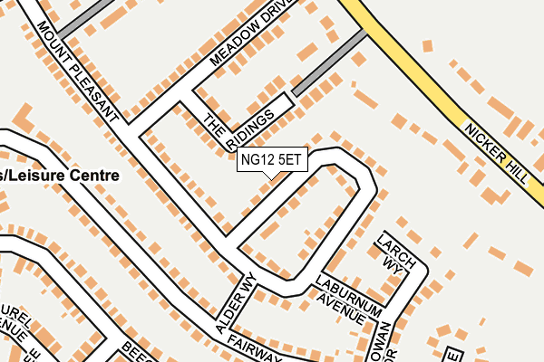 NG12 5ET map - OS OpenMap – Local (Ordnance Survey)