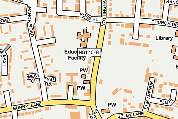 NG12 5FB map - OS OpenMap – Local (Ordnance Survey)