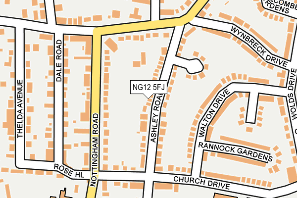 NG12 5FJ map - OS OpenMap – Local (Ordnance Survey)