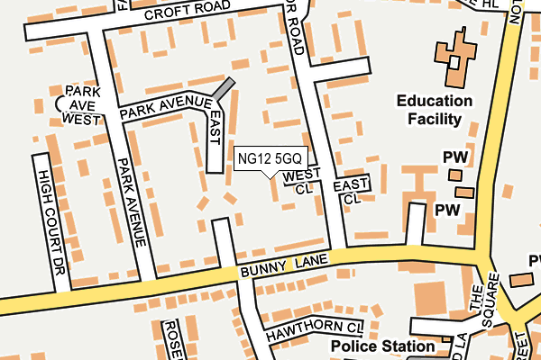 NG12 5GQ map - OS OpenMap – Local (Ordnance Survey)