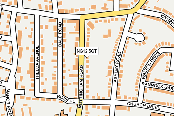 NG12 5GT map - OS OpenMap – Local (Ordnance Survey)