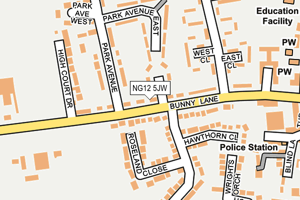 NG12 5JW map - OS OpenMap – Local (Ordnance Survey)