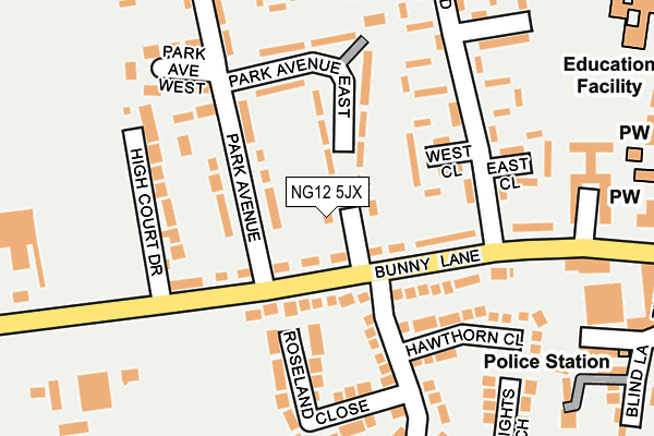 NG12 5JX map - OS OpenMap – Local (Ordnance Survey)