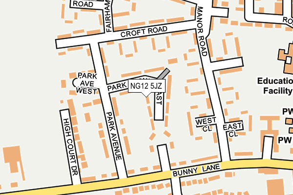 NG12 5JZ map - OS OpenMap – Local (Ordnance Survey)