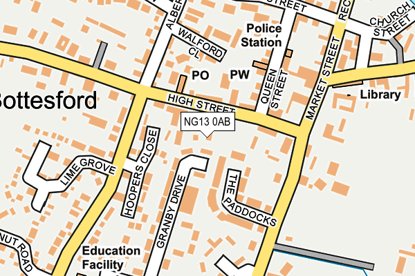NG13 0AB map - OS OpenMap – Local (Ordnance Survey)