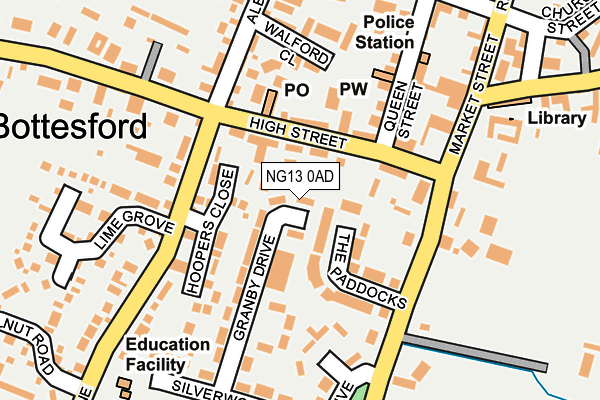 NG13 0AD map - OS OpenMap – Local (Ordnance Survey)