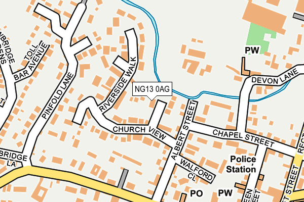 NG13 0AG map - OS OpenMap – Local (Ordnance Survey)