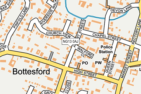 NG13 0AJ map - OS OpenMap – Local (Ordnance Survey)